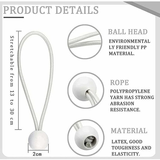 Elastic Rubber Straps with Balls for Marquees Tents Banners Tarpaulins 50 Pack V1188-TAL-SN-12223