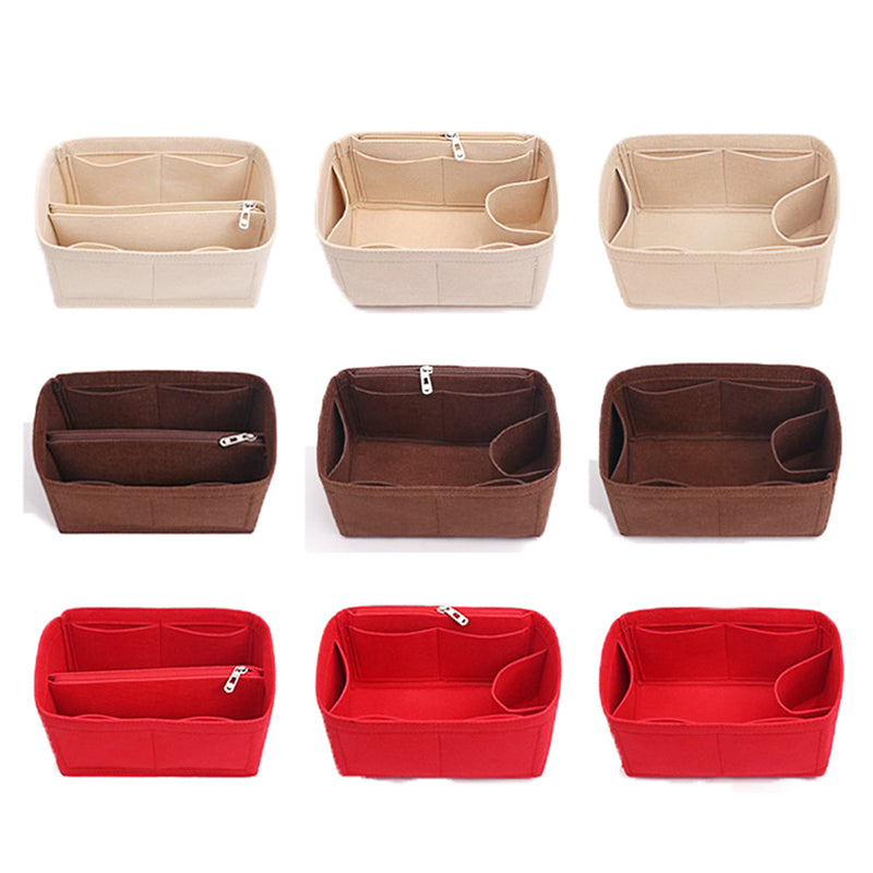 Bag Organizer Felt Fabric Insert 25 30 35 Makeup Handbag Khaki StyleC A V1188-TR101-10473-11