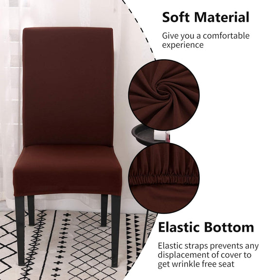 Set of 4 or 6 Chair Covers, Stretchy, Removable, Washable Chair Covers, Decorative Protectors for Hotel, Cafe V1188-TR101-30916-8