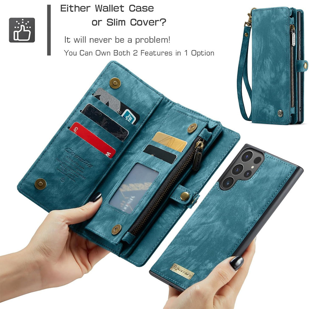 iPhone 16 Plus Leather Wallet Case with Magnetic Zipper Pocket Card Holder Compatible withSamsung Dark Pink V1188-TR101-49383-54