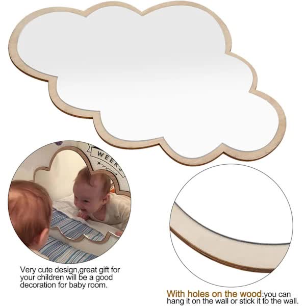 Clouds Wall Mirror for Kids Rooms, Child-Safe Real Acrylic Mirror, Nursery Decor V1188-TSCJ-64395