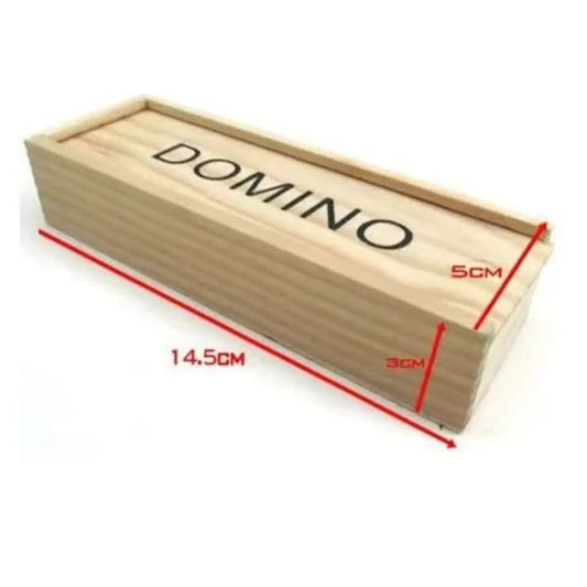 Wooden Domino Game 28 Pieces with Sliding Lid Case - Educational Aid for Children and Adults, Black Color V1188-TSCJ-81276