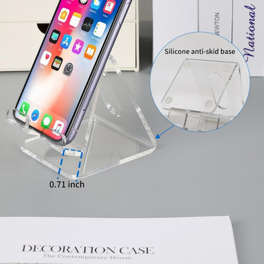 Fancial Acrylic Cell Phone Stand, Portable Phone Holder, Clear Phone Stand for Desk, Compatible with iPhone V1188-WSZ-A-1432