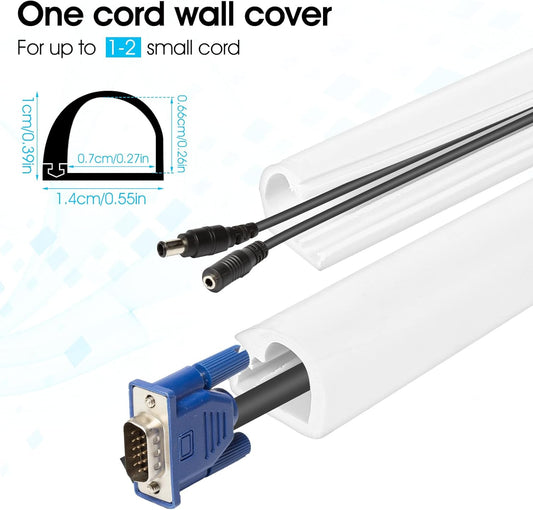 Wall Cord Hider 39 Inch, Self-Adhesive Cord Cover for Wall, Wire Hider, Cable Raceway Cover Kit for TV, Home V1188-WSZ-A-255