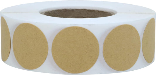 1000PCS Kraft Circle Stickers, 1 Inch Round Blank Garage Sale Price Stickers, Kraft Coding Tag Labels, Brown V1188-WSZ-A-267