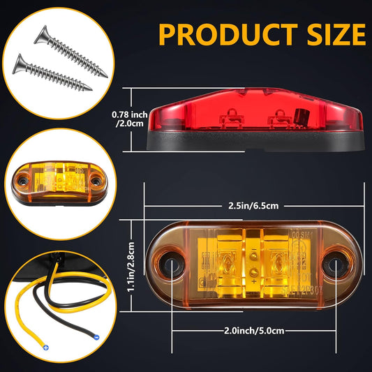 10 Pcs 2.5 Inch LED Trailer Lights 2 Diode Waterproof LED Trailer Side Marker Lights Oval Signal Running V1188-WSZ-A-2781