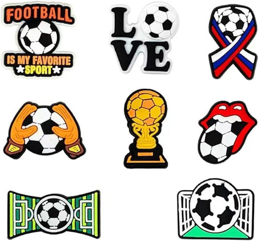 38pcs Soccer Ball Charms for Clog Shoe Decoration, Sports Soccer Football Shoe Charms Accessories Pack,Cute V1188-WTJ-FR-21031