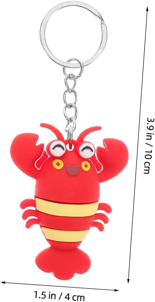 10pcs Simulation Sea Animals Keychains Cute Cartoon Lobster Key Pendant Decor for Bags Backpacks and Phones V1188-WTJ-LZZ-00825