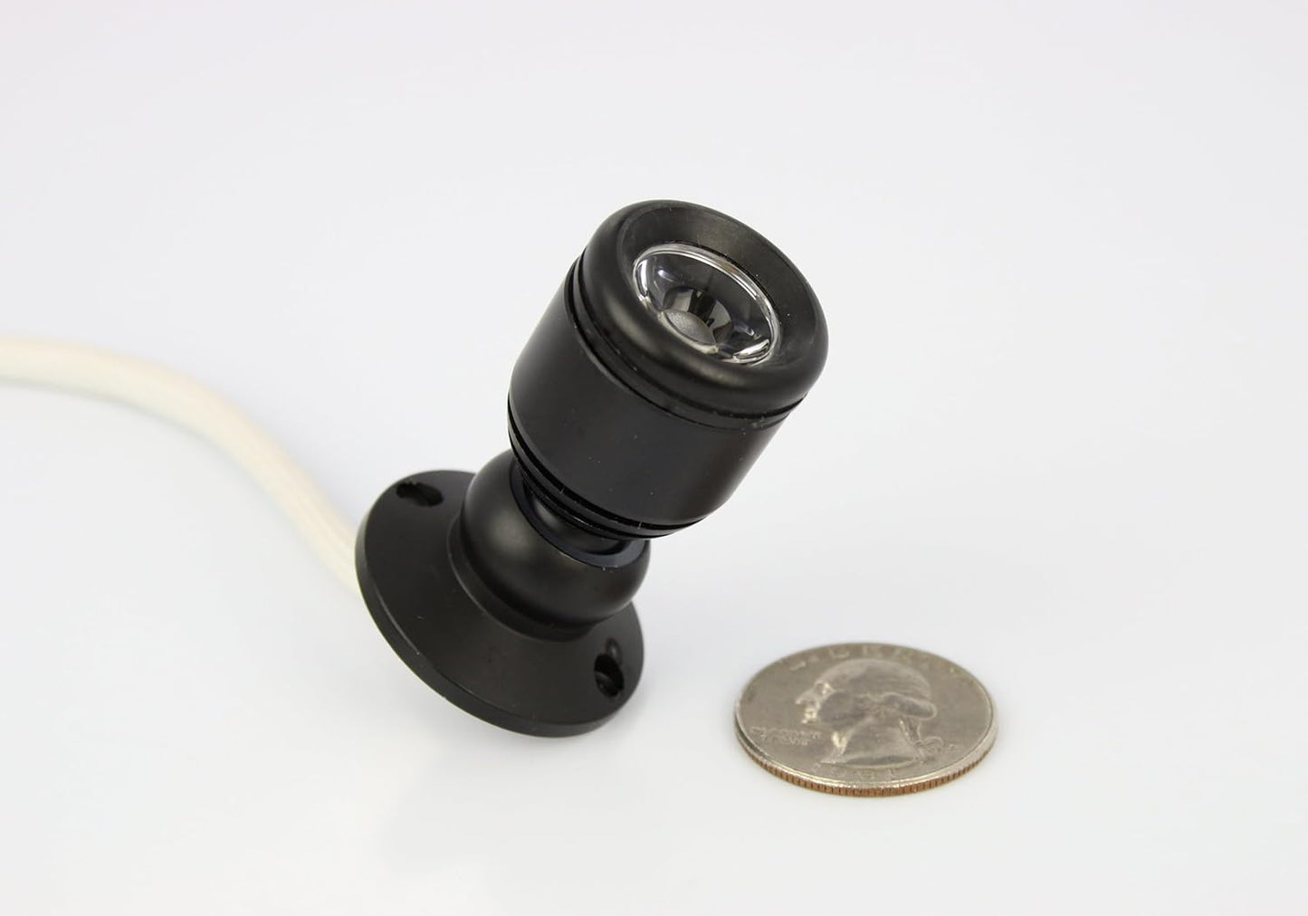 Micro Pivoting LED Spotlight - 1 Watt High Power LED Lamp - Tiny Size, Cool White LED, 12 to 28VDC V1188-WTJ-SJH-0434