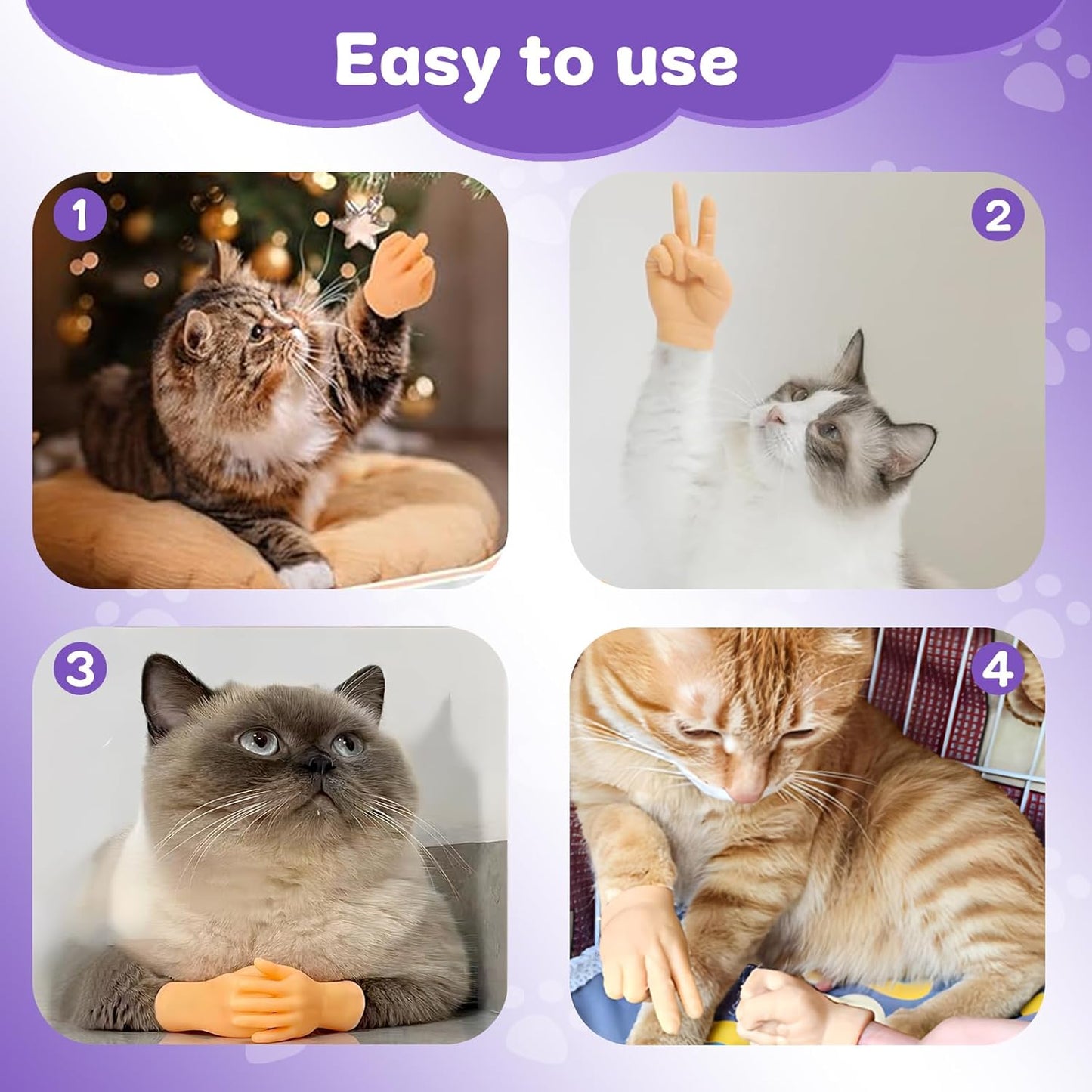 7-Pack Mini Hands for Cats, Tiny Hands for Cats,Crossed Cat Mini Hands,Small Elastic Hands for Cats,Mini V1188-WTJ-SJH-1771