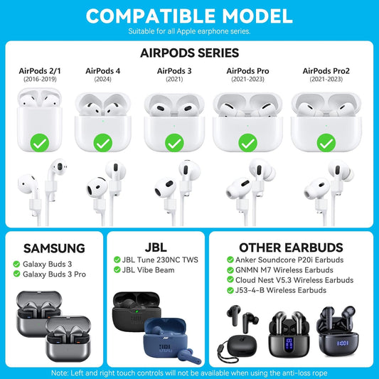 AirPod Strap with Magnetic,AirPod Lanyard Anti-Lost Cord for Sports Anti-Loss, AirPod Accessories Compatible V1188-WTJ-SJH-1874