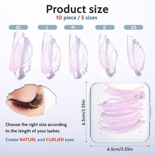 10 Pcs 5 Sizes Lash Lift Pads Self-Adhesive Super Soft Shell Pink Lash Perming Curler Shield Pads Reusable V1188-WTJ-TLK-0414