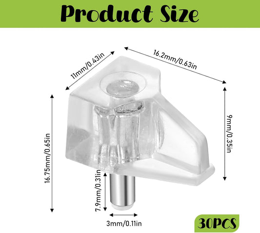1/8 Inch (3mm) Shelf Support Peg Shelf Pegs Clear Plastic Cabinet Shelf Pins Shelf Holder Pins Replacement V1188-WTJ-TLK-0532