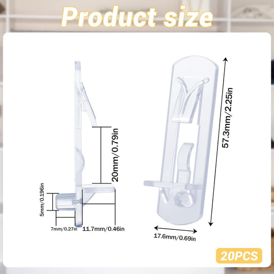 20 Pcs Plastic Locking Shelf Pins, 5mm Shelf Pins 3/4" Cabinet Shelf Clips Self-Locking Bracket Clips Shelf V1188-WTJ-TLK-0573