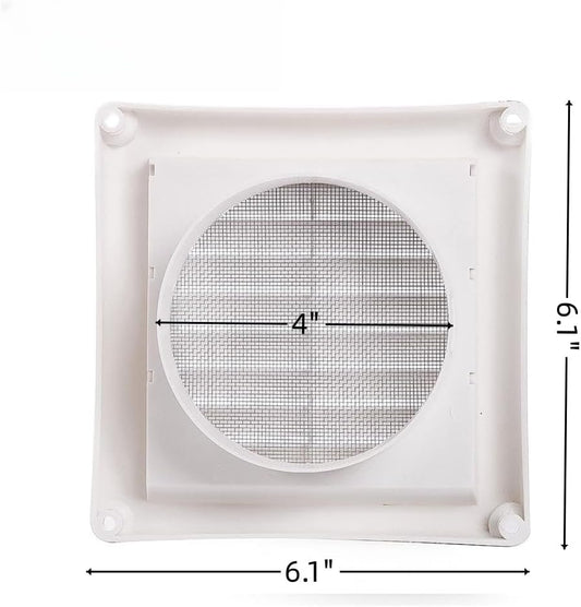 4" Louvered Vent Cover Stops Birds Nesting for Outside Dryer Exhaust Air Vent Cover with 4 Screws for Easy V1188-WTJ-TLK-0808