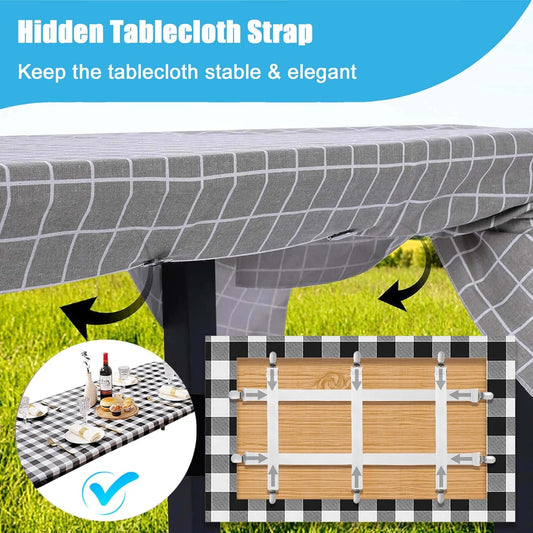 Table Cloth Holder Clips Hidden Strap 5 Pack, Adjustable Elasticity Picnic Tablecloth Clip Indoor Outdoor V1188-WTJ-TLK-1170
