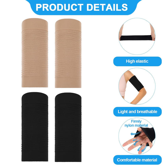 4 Pairs Arm Compression Sleeve for Women, Elastic Sport Arm Shapers Slim Upper Arm Wraps for Flabby Arms V1188-WTJ-TLK-2889