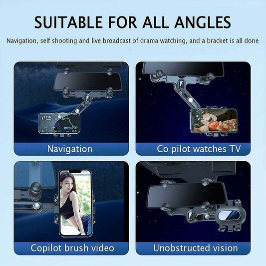 Car Rearview Mirror Phone Holder 360 Rotating Navigation Mount for Car V1188-XY-L1011-0463