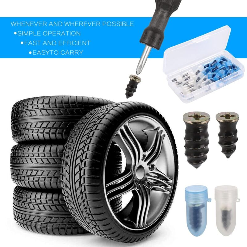 Tire Repair Rubber Nails 30Pcs for Car Motorcycle with Screwdriver 15 Small 15 Large V1188-YG-MN1016-0980