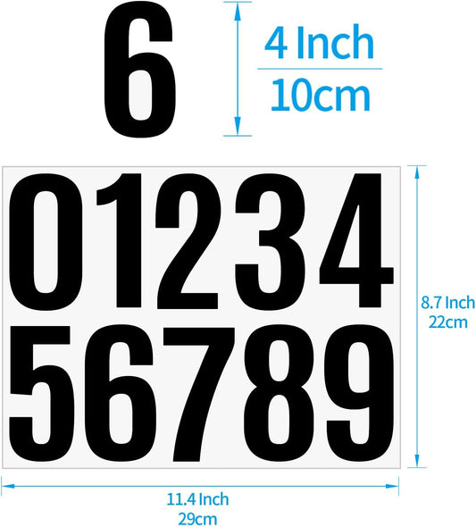 4 Inch Large Vinyl Number Stickers - 6 Sheets Mailbox Address Numbers for House - Self Adhesive 1-10 for V1188-YT-A-1257