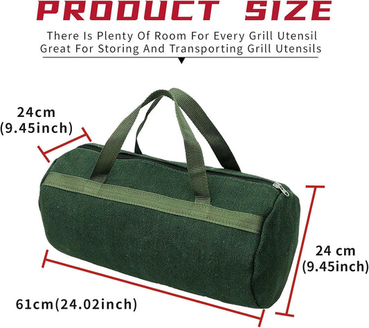 Grill Accessory Storage Bag, 24" Extra Thick Canvas Grill Utensil Storage Bag, Double Zipper Grill Tool V1188-YT-A-373