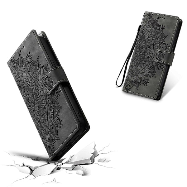 Compatible with iPhone 14 Pro Case Leather Wallet Embossed Totem Skin Feel Phone Cover V1188-YUC108-12348-1