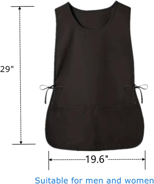 6 Pack Cobbler Apron for Women Men, Universal Adult Smock Aprons with 2 Pockets, Black Waterproof Cleaning V1188-ZC-DLL-1387