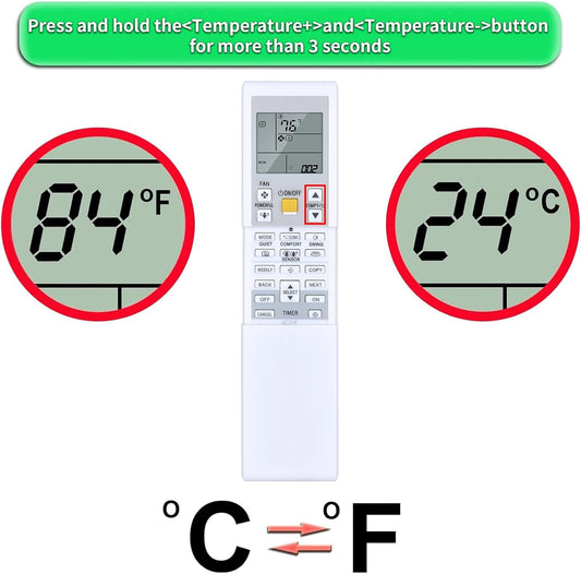 Replacement for DAIKIN AC Air Conditioner Remote Control, Compatible with ARC452A9 ARC452A10 ARC452A19 V1188-ZC-DLL-1644