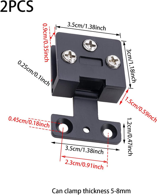 2 Pcs Black Zinc Alloy 90 Degree Frame Glass Cabinet Door Hinges, Wine Glass Frameless Door Hinge, Hinge V1188-ZC-DLL-1739