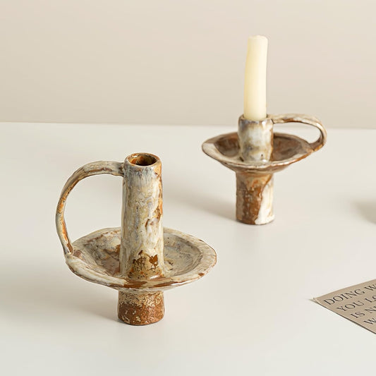 Taper Candle Holders, Vintage Ceramic Pillar Brass Candle Holder, Handmade Candlesticks Holders, Candle V1188-ZC-DLL-493