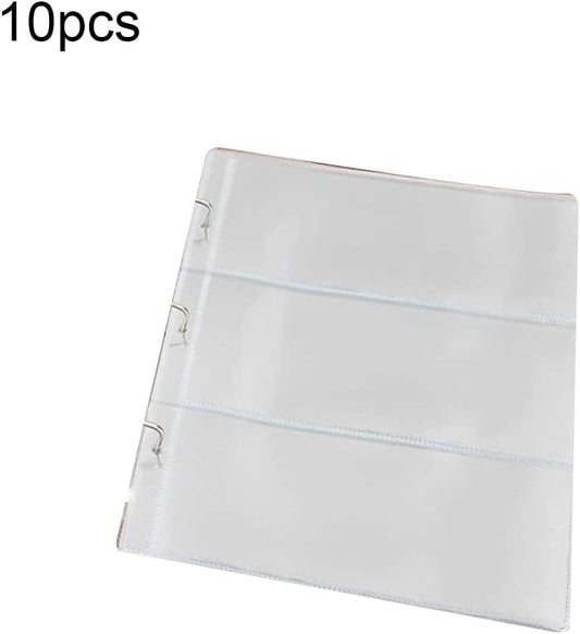 10 Sheets 3-Pocket Clear Paper Bill Holder Stamp Coin Collector Loose Leaf Sheet Collecting Album Page Random V1188-ZC-LHJ-911