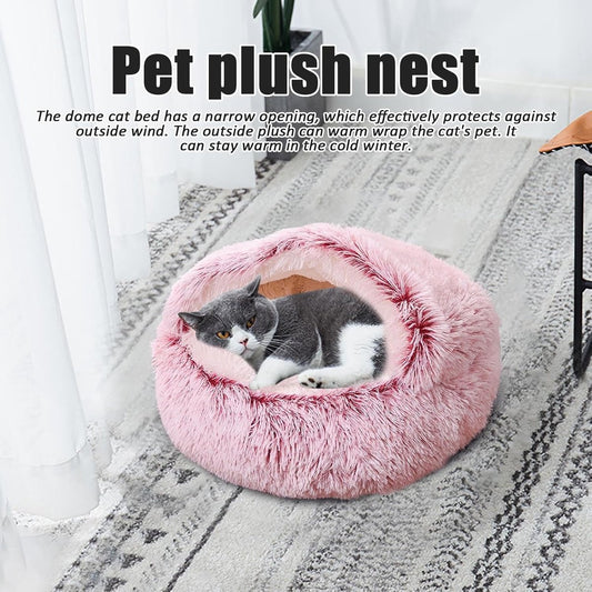 Cat Bed - Cave Cat Basket 40cm - Calming and Anti-Anxiety - For Small Dogs/Cats - Donut - Pink V1188-ZXY-10007