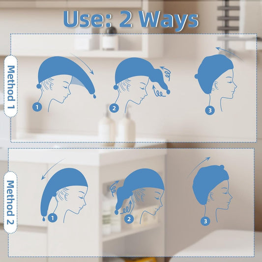 Towels - 4 pcs - Wet Hair Towel - Dry Hair Towel - Long Hair Headband - Women's Towels - Bathroom Amenities V1188-ZXY-10011