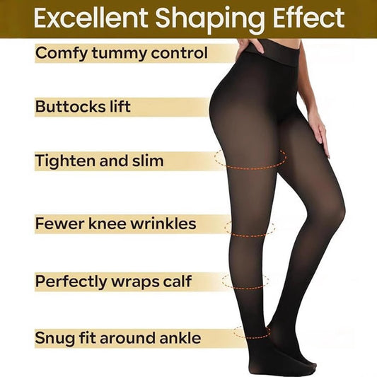2-Pack Women's Thermal Leggings with Fleece Lining - High-Waisted Faux Sheer Tights - Lightweight - Extra V1188-ZXY-10015