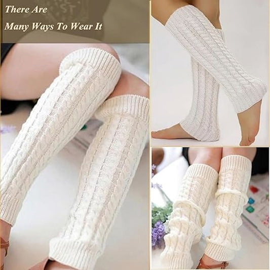 Women's Socks - Knitted Leg Warmers for Women - Winter Socks - Plain Striped Leg Warmers - Warm Winter Socks V1188-ZXY-10023