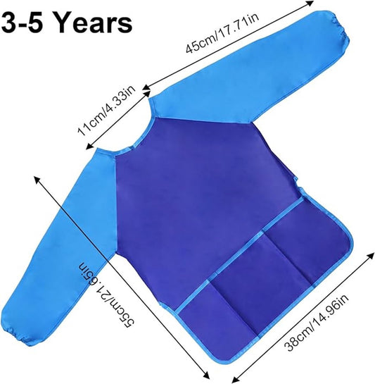 2-pack children's aprons - waterproof aprons for boys/girls - craft aprons for children - with sleeves and V1188-ZXY-10051