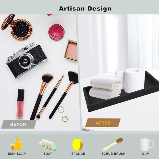 Tray - Set of 2 - Dressing table tray - Bathroom storage tray - Cosmetics storage tray - Bathroom storage box V1188-ZXY-10074