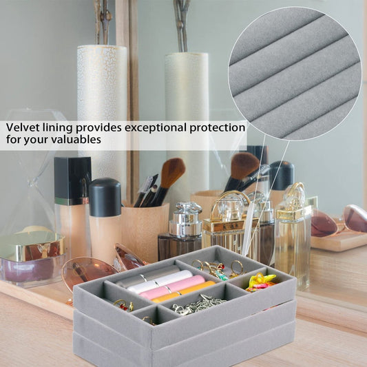 Jewelry Drawer Organizer - 4-Pack Stackable Jewelry Drawers - Jewelry Storage Organizer, Earrings, Necklace, V1188-ZXY-10091
