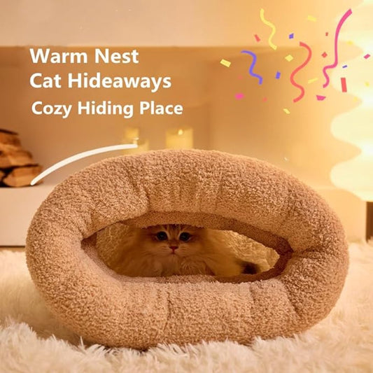 Cat Bed - Cave Cat Basket - Winter Sleeping Bag for Pets - Soft Plush Cat Bed - Suitable for Indoor Cats, V1188-ZXY-10103