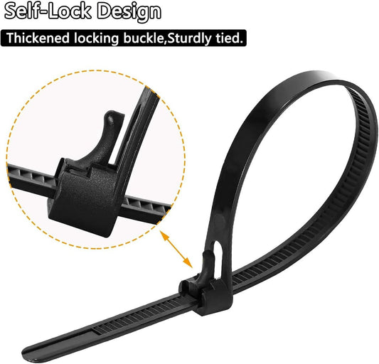 100 12" Colorful Reusable Cable Ties - Heavy-duty reusable cable ties - Self-locking nylon cable ties with a V1188-ZXY-10122