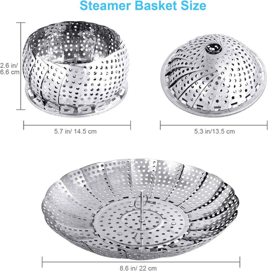 Vegetable Steamer Basket - Collapsible Steamer Basket - Stainless Steel Foldable Steamer Basket - For Cooking V1188-ZXY-10127
