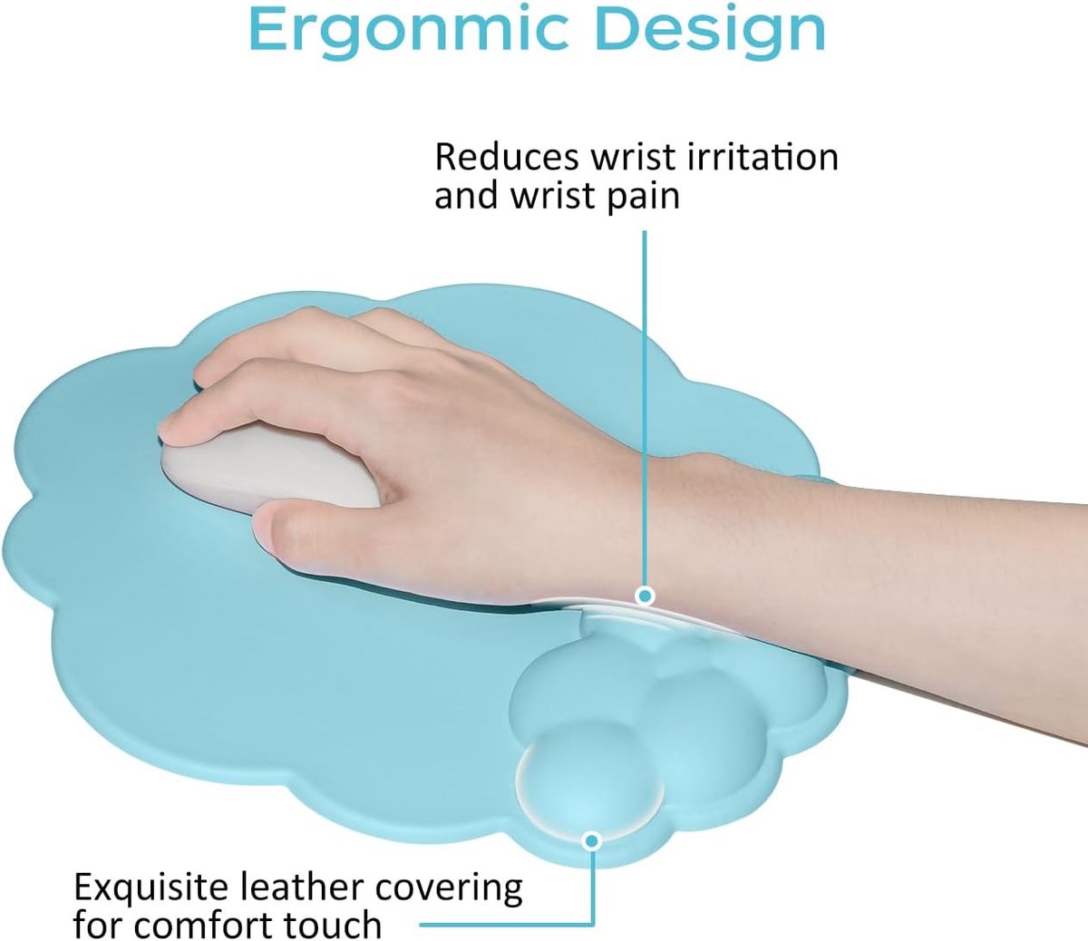 Mouse Pad - Mouse Pad with Wrist Rest - Ergonomic Mouse Pad - Mouse Pad with Leather Surface, Suitable for V1188-ZXY-10158
