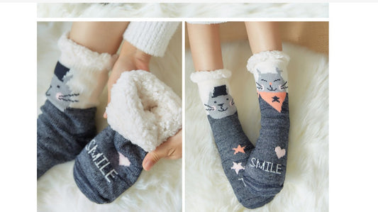 House Socks (1 pair) - Floor Socks - Slipper Socks - Women's House Socks - Fleece Lining - Non-Slip House V1188-ZXY-10161