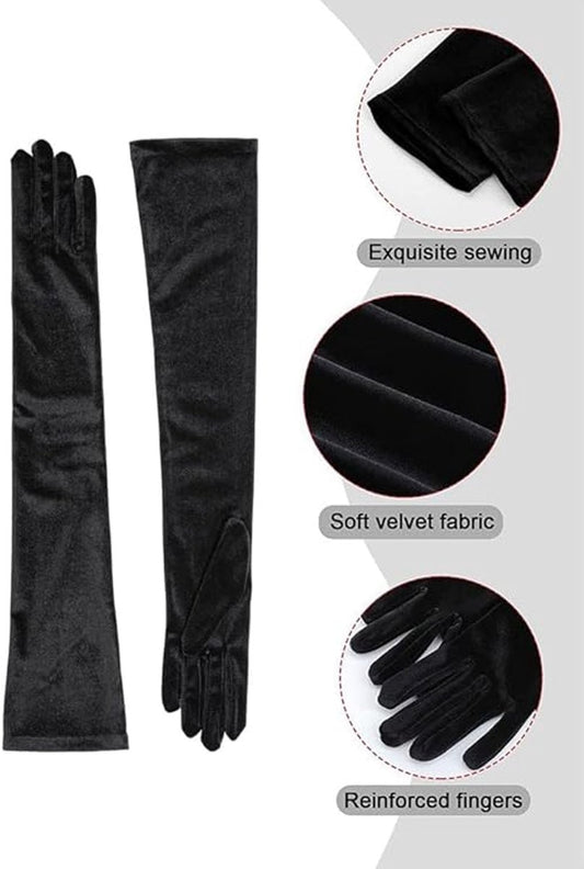 Gloves - Velvet Gloves - Birthday Gloves - Long - Suitable for Stage Performances, Formal Wear, Galas, V1188-ZXY-10162