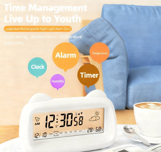 Alarm Clock - Digital Alarm Clock - Digital Clock - Smart Alarm Clock - Electronic Calendar - Cat-shaped V1188-ZXY-10163