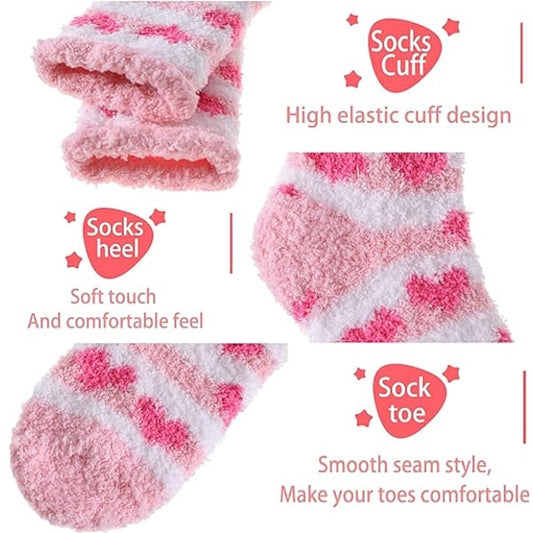 Socks - Women's lounge socks (6 pairs) - Women's fluffy socks - Floor socks - Women's fleece socks - V1188-ZXY-10191