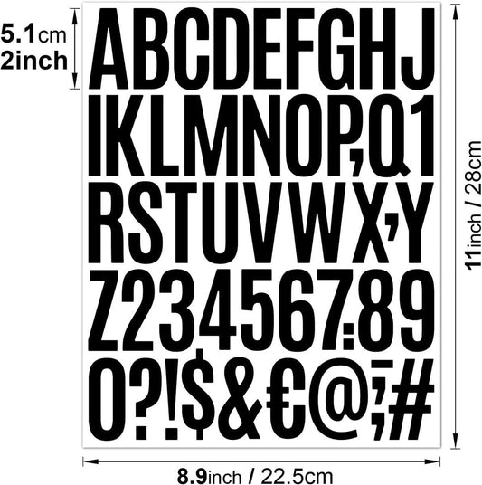 letter stickers - 10-sheet vinyl letter stickers - 2-inch self-adhesive alphabet and number stickers - V1188-ZXY-10257