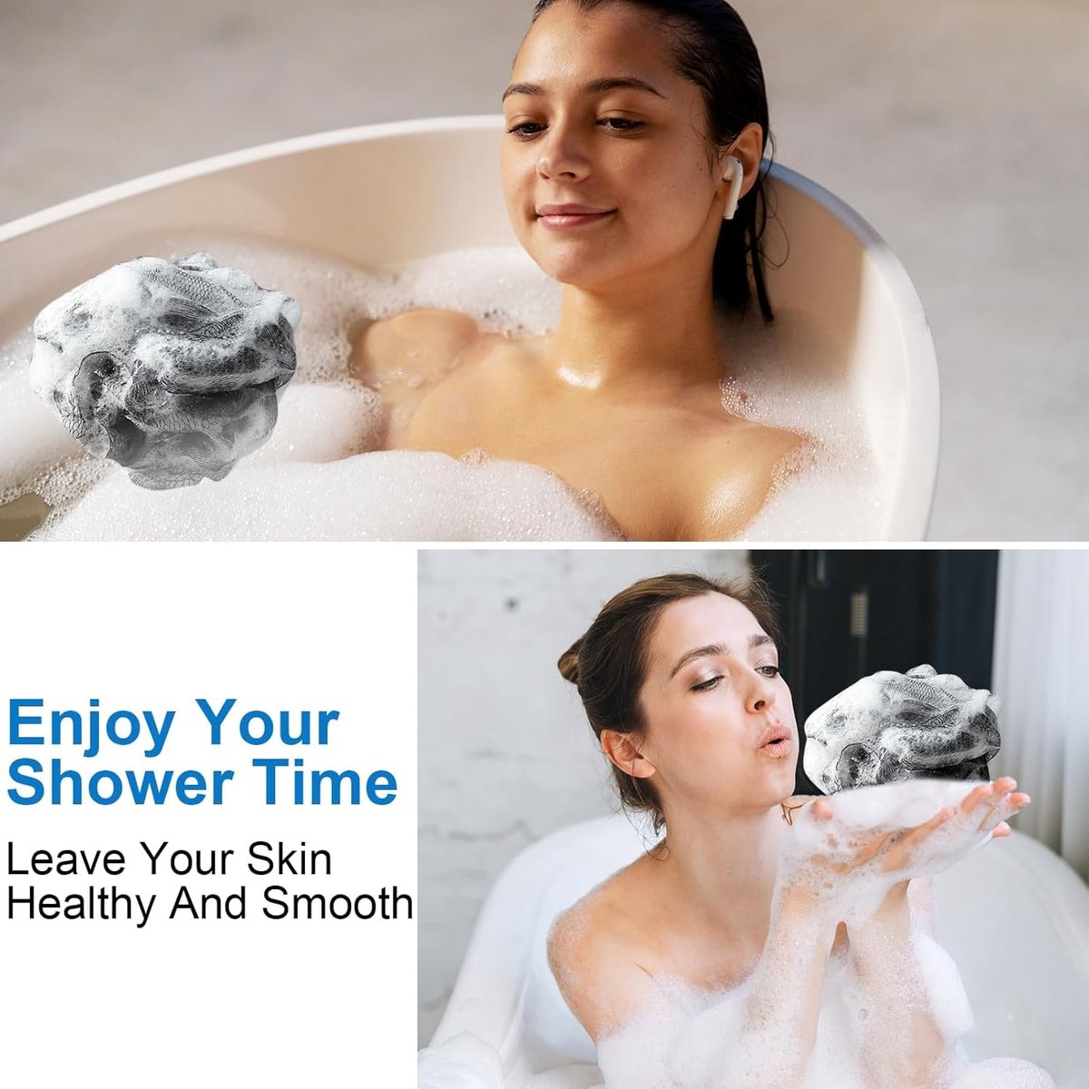 5-pack bath sponge - bath ball - exfoliating sponge - bath sponge - shower sponge - (black) V1188-ZXY-10287