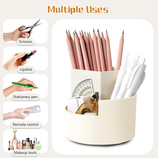Desktop Rotating Pencil Holder - 3-Compartment Rotating Pencil Holder - Pencil Organizer - 360 Degree V1188-ZXY-10340