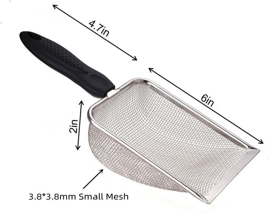 Cat Litter Scoop - Small Stainless Steel Cat Litter Scoop with Mesh - For Cleaning Reptile Cat Litter - Metal V1188-ZXY-10384